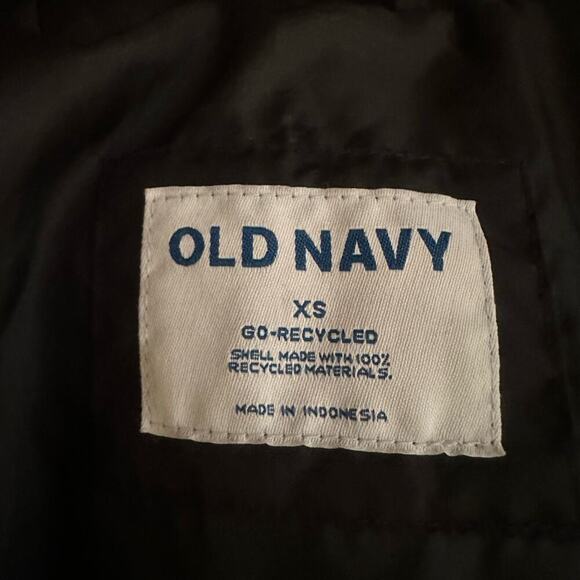 OLD NAVY Black Puffer Jacket. Attached Hood Elastic Waist Full Zip Size XS - Picture 5 of 13